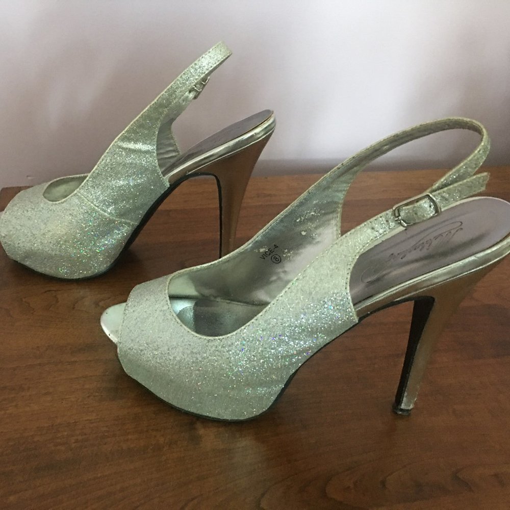 Michaelangelo Silver Sparkle Heels